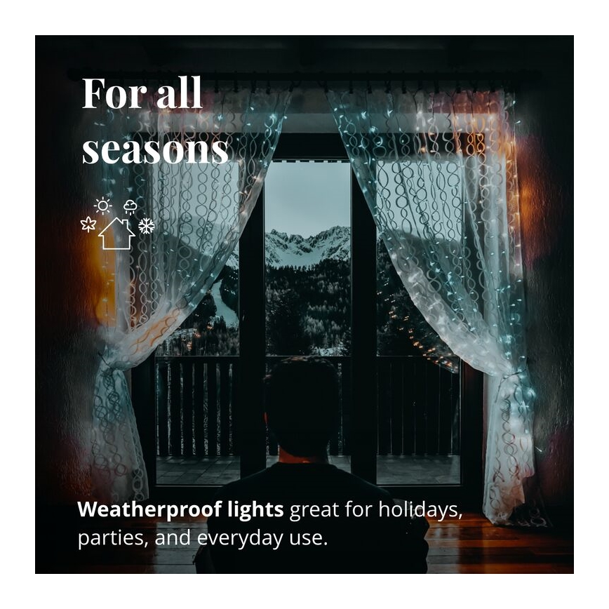 Twinkly - LED RGBW Prigušiva vanjska božićna svjetlosna zavjesa CURTAIN 210xLED 6,1m IP44 Wi-Fi
