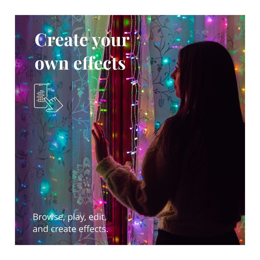 Twinkly - LED RGBW Prigušiva vanjska božićna svjetlosna zavjesa CURTAIN 210xLED 6,1m IP44 Wi-Fi