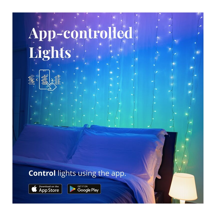 Twinkly - LED RGBW Prigušiva vanjska božićna svjetlosna zavjesa CURTAIN 210xLED 6,1m IP44 Wi-Fi