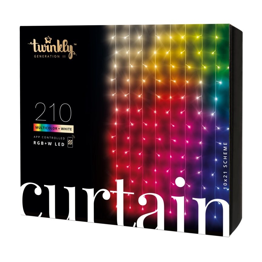 Twinkly - LED RGBW Prigušiva vanjska božićna svjetlosna zavjesa CURTAIN 210xLED 6,1m IP44 Wi-Fi