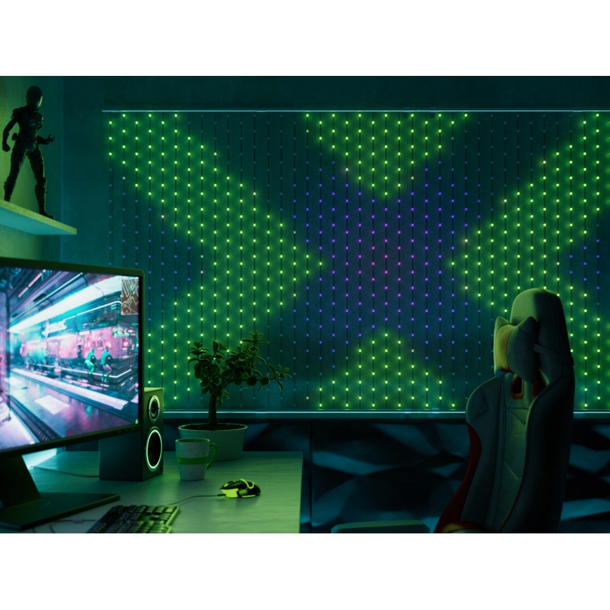 Twinkly - LED RGB Prigušiva božićna zavjesa MATRIX 480xLED 1x1 m Wi-Fi
