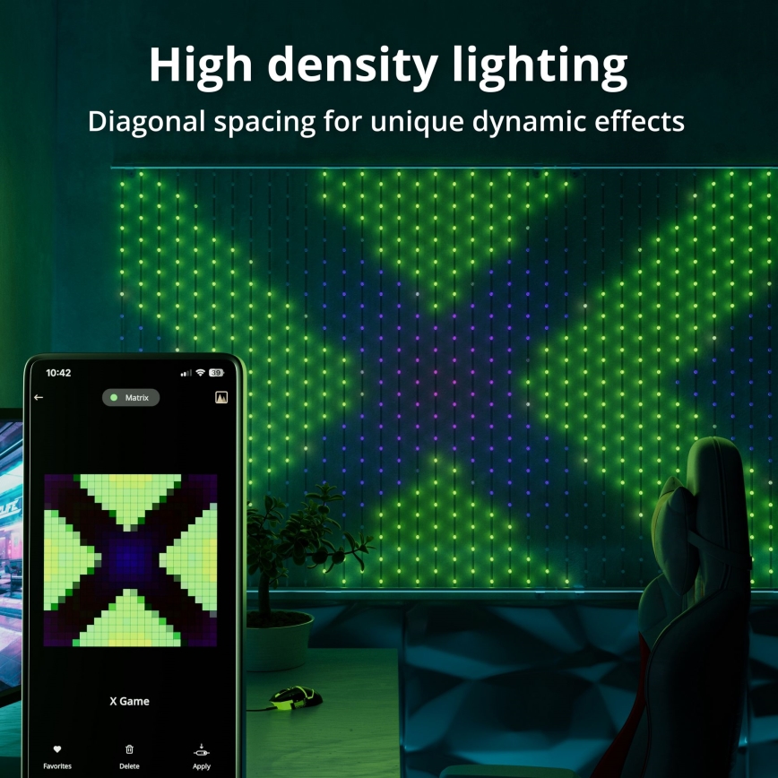 Twinkly - LED RGB Prigušiva božićna zavjesa MATRIX 480xLED 1x1 m Wi-Fi