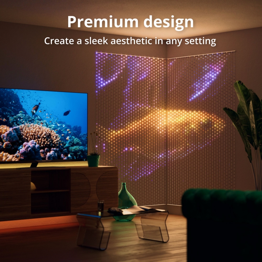 Twinkly - LED RGB Prigušiva božićna zavjesa MATRIX 480xLED 1x1 m Wi-Fi