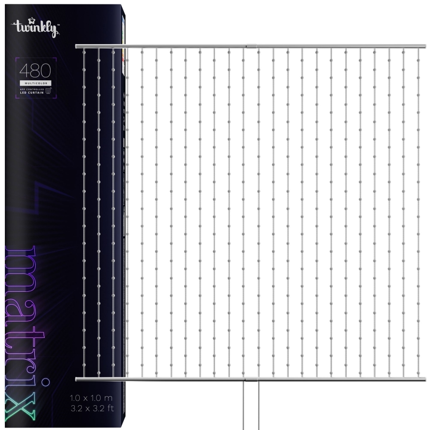 Twinkly - LED RGB prigušivač božićne zavjese MATRIX 480xLED 1x1 m Wi-Fi