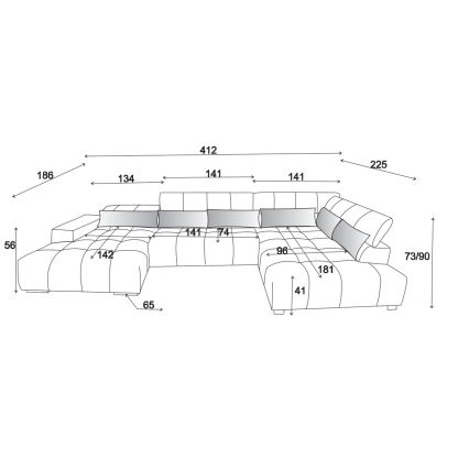 U oblikovana kutna garnitura s naslonjačima za glavu TROPEA desna bež
