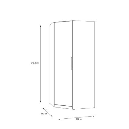 Ugaoni garderobni ormar MARO 94x213 cm hrast artisan