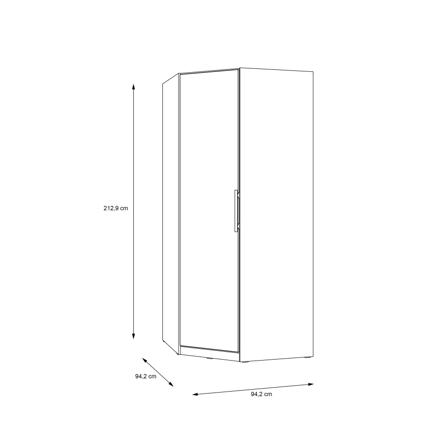 Ugaoni garderobni ormar MARO 94x213 cm hrast artisan