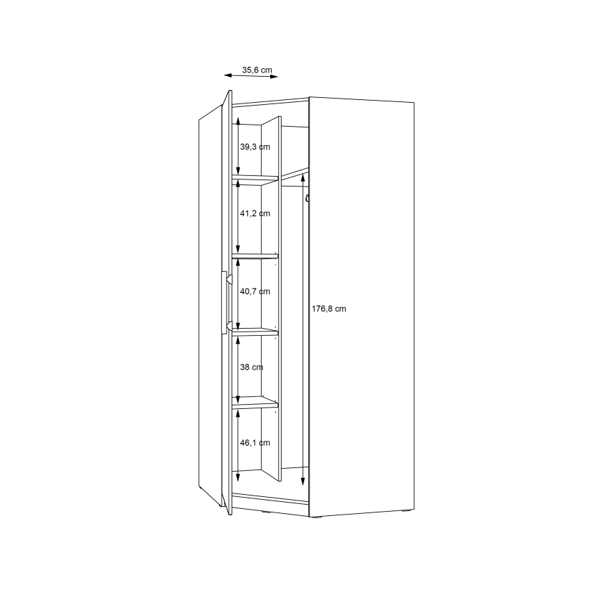 Ugaoni garderobni ormar MARO 94x213 cm hrast artisan
