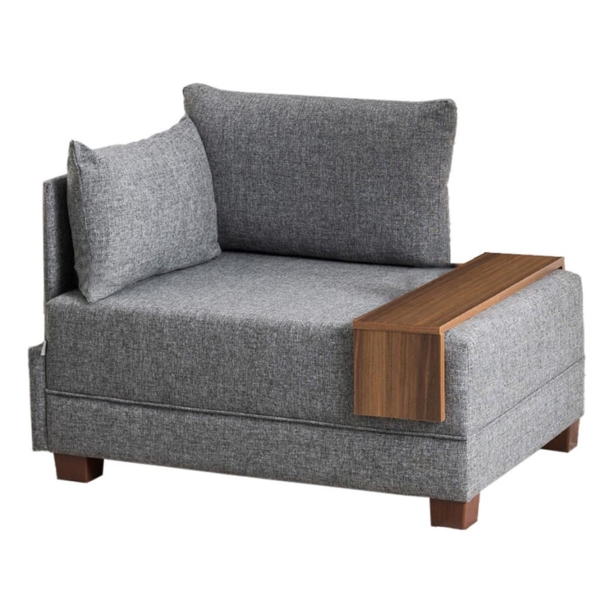 Ugaoni naslonjač TULA, sivi, lijevi