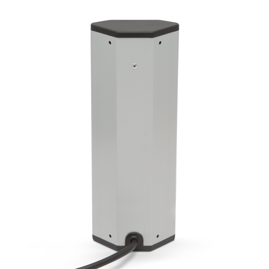 Ugaoni stup s utičnicama 4x230V + 2xUSB-A crna/srebrna
