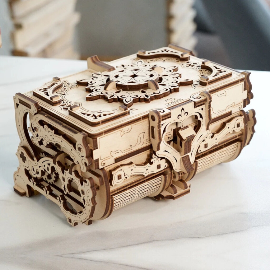 Ugears - 3D drvene mehaničke puzzle Antikna kutija za nakit