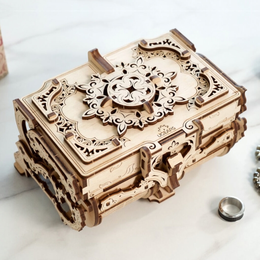 Ugears - 3D drvene mehaničke puzzle Antikna kutija za nakit