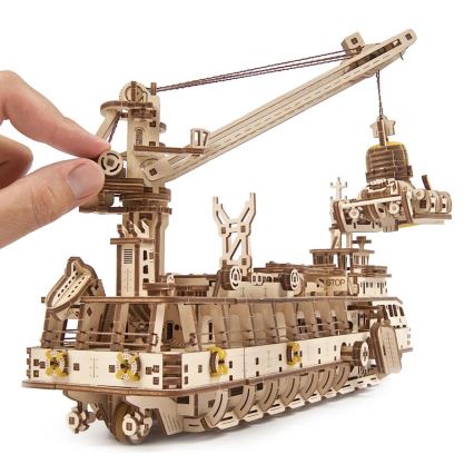 Ugears - 3D drvene mehaničke puzzle Istraživački brod