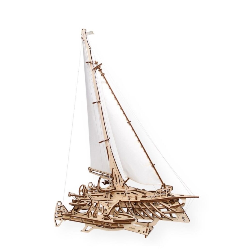 Ugears - 3D drvene mehaničke puzzle Jedrenjak Merihobus trimaran