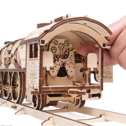 Ugears - 3D drvene mehaničke puzzle V-Express parna lokomotiva s tenderom