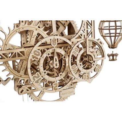 Ugears - 3D drvene mehaničke puzzle Zidni sat Aero