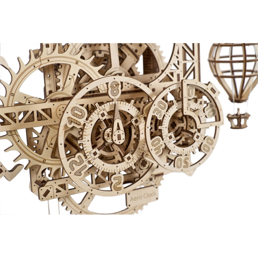 Ugears - 3D drvene mehaničke puzzle Zidni sat Aero