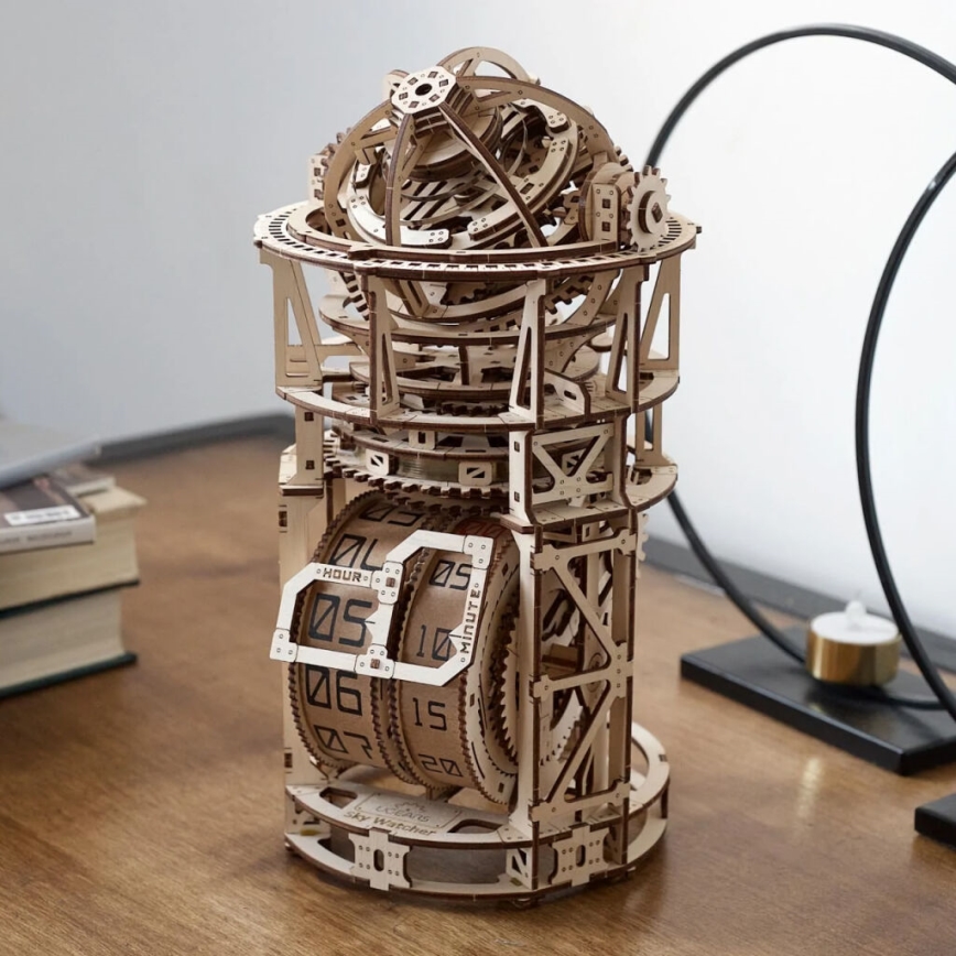 Ugears - 3D drveni mehanički puzzle Satni mehanizam s tourbillonom