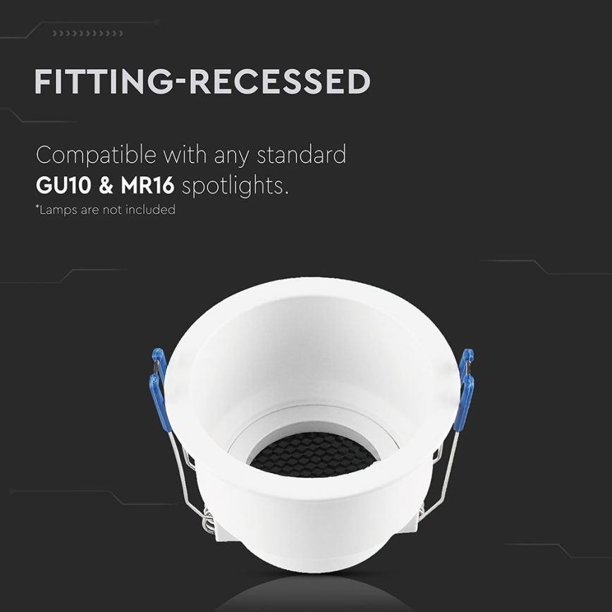 Ugradbena svjetiljka GU10 promjera 9 cm bijela