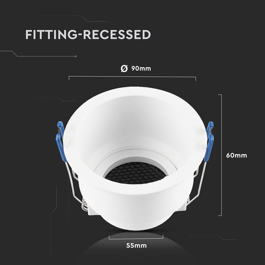 Ugradbena svjetiljka GU10 promjera 9 cm bijela