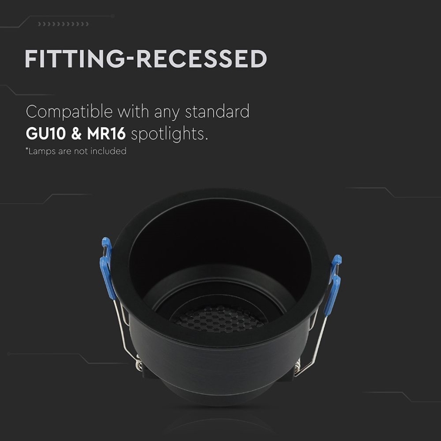 Ugradbena svjetiljka GU10 promjera 9 cm crna