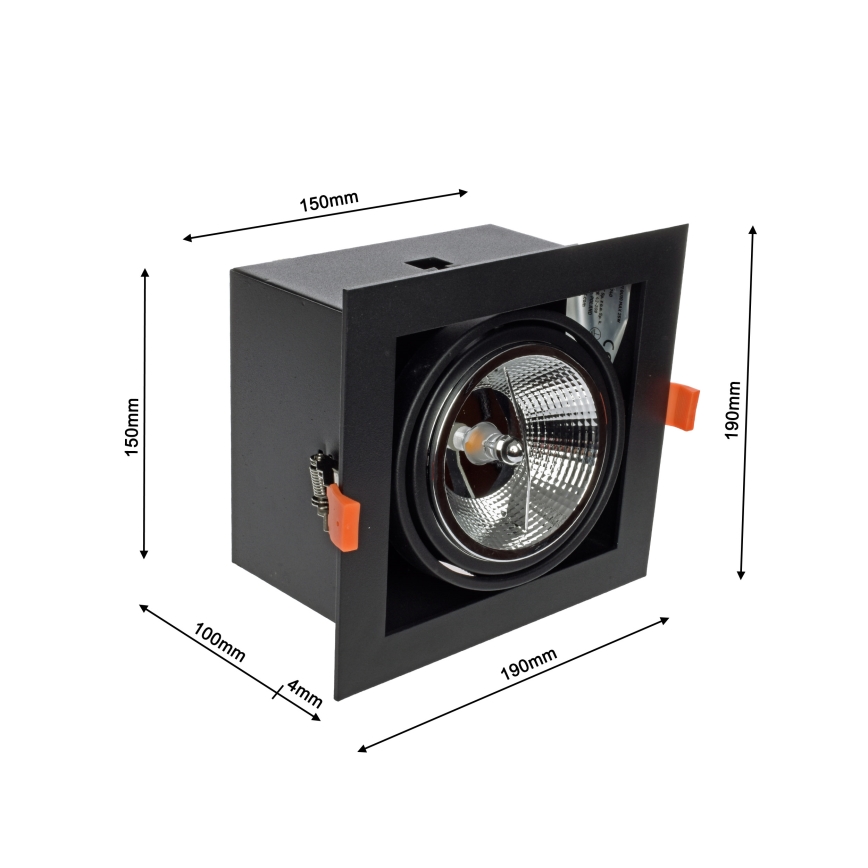 Ugradbena svjetiljka PLAZA AR111 1xGU10/12W/230V crna