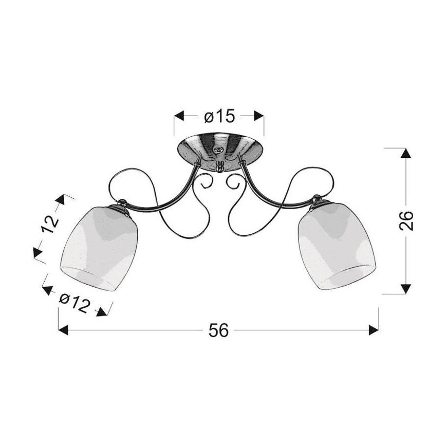 Ugradbeni luster AMBA 2xE27/40W/230V