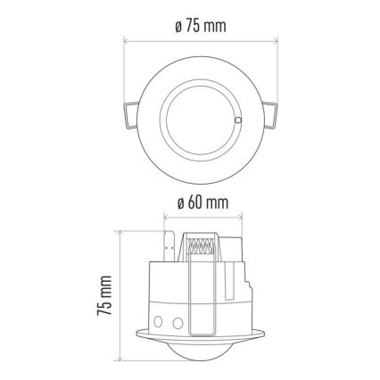 Ugradbeni mikrovalni senzor pokreta MW B 360° 1200W/230V bijeli