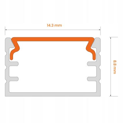 Ugradbeni profil za LED trake, 1 m, srebrni/bijeli
