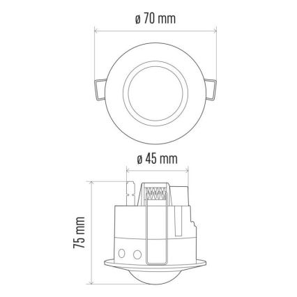 Ugradbeni senzor pokreta PIR B 360° 1200W/230V bijeli