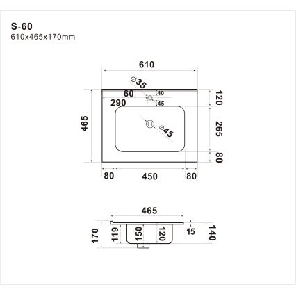 Ugradbeni umivaonik LILLESNAD 61x46 cm keramika/bijela