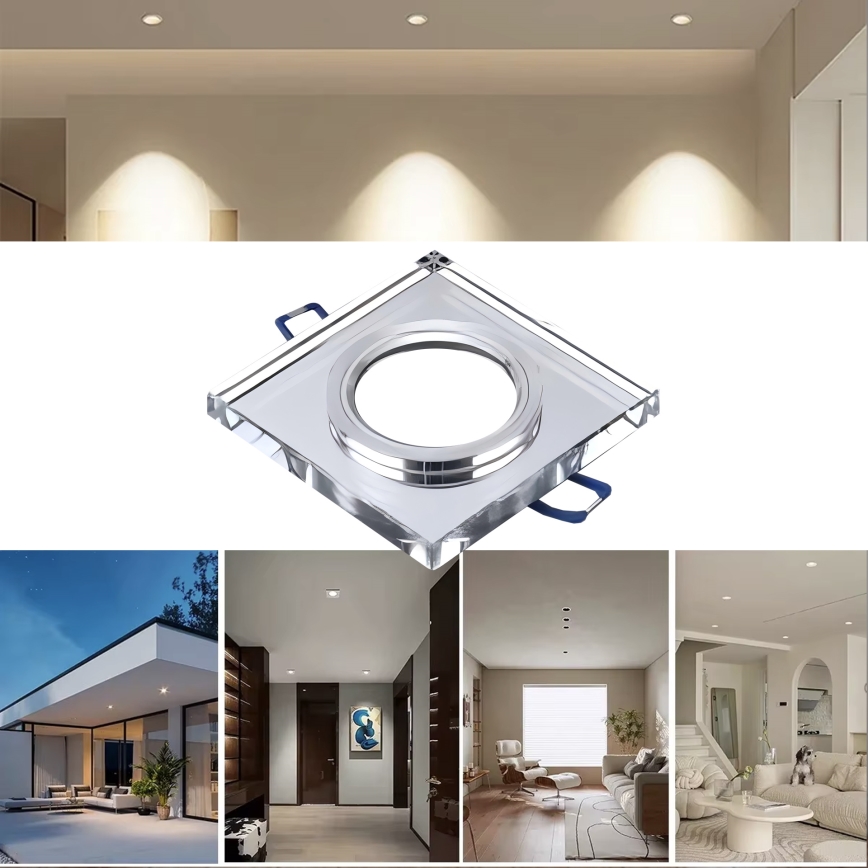 Ugradna stropna svjetiljka 1xGU10/MR16/10W/230V 9x9 cm sjajni krom