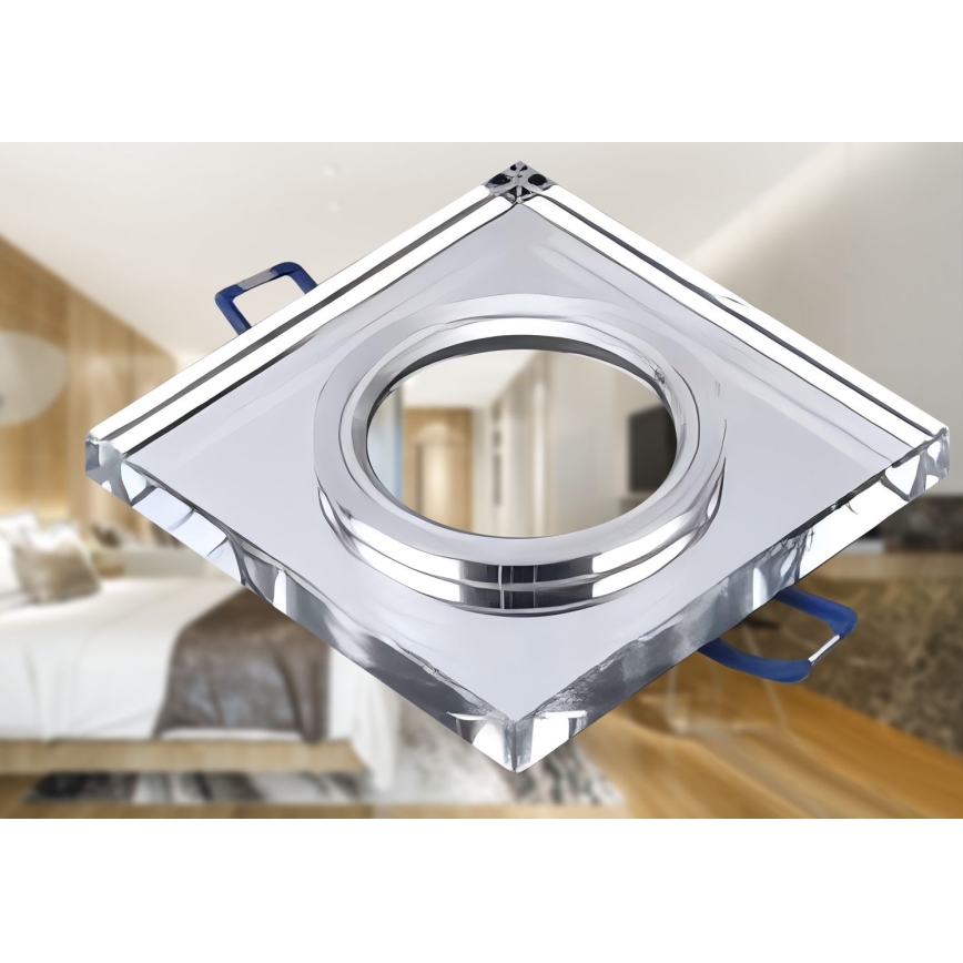 Ugradna stropna svjetiljka 1xGU10/MR16/10W/230V 9x9 cm sjajni krom