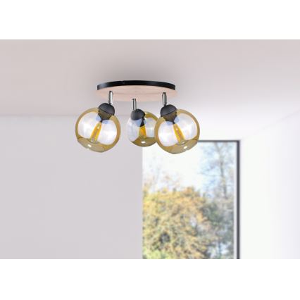 Ugradbena svjetiljka THEA WOOD 3xE27/60W/230V promjer 30 cm
