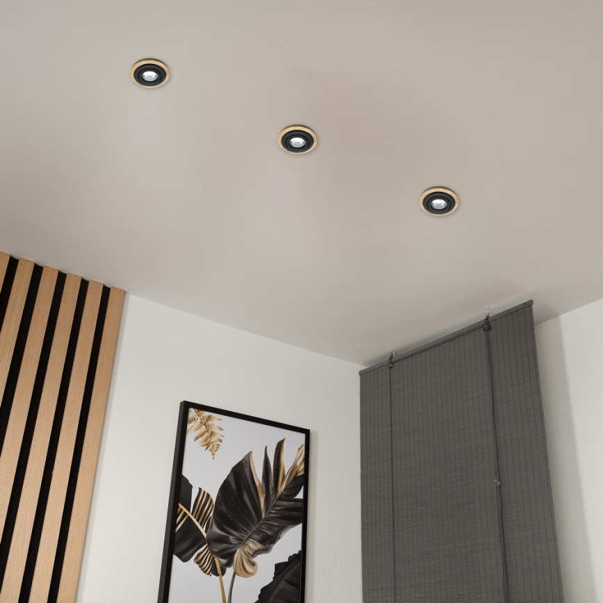 Ugradna svjetiljka TOBBY 1xGU10/20W/230V promjer 11,5 cm hrast/crna