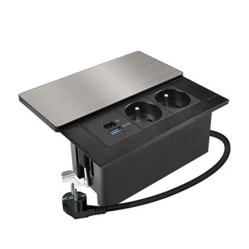 Ugradna utičnica s bežičnim punjenjem 20 W, 2 utičnice + USB-A + USB-C