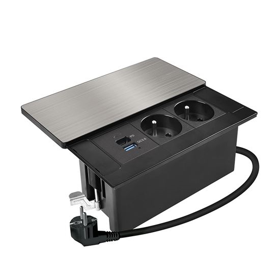 Ugradna utičnica s bežičnim punjenjem 65W, 2 utičnice + USB-A + USB-C