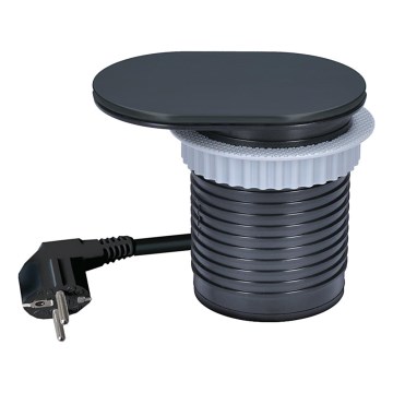 Ugradna utičnica s kliznim poklopcem 20W, 1x utičnica + USB-A i USB-C, crna