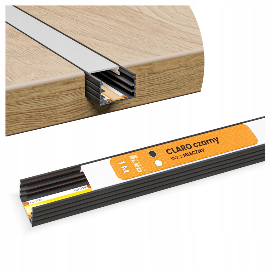 Ugradni profil za LED trake 1 m crni/bijeli