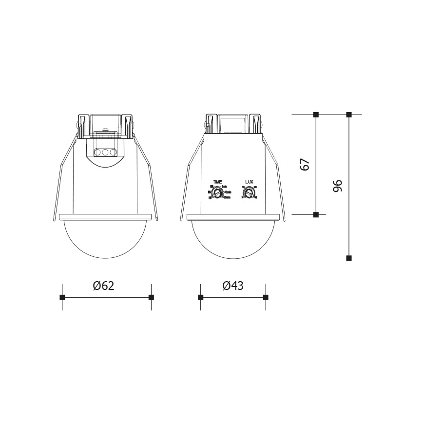 Ugradni senzor pokreta i sumraka 360° 1200W/230V IP54 bijeli