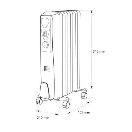 Uljni radijator s 9 rebara 2000W/230V siva