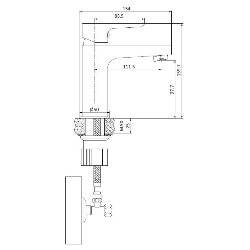 Umivaonička baterija NAESBY 15,9 cm mat crna
