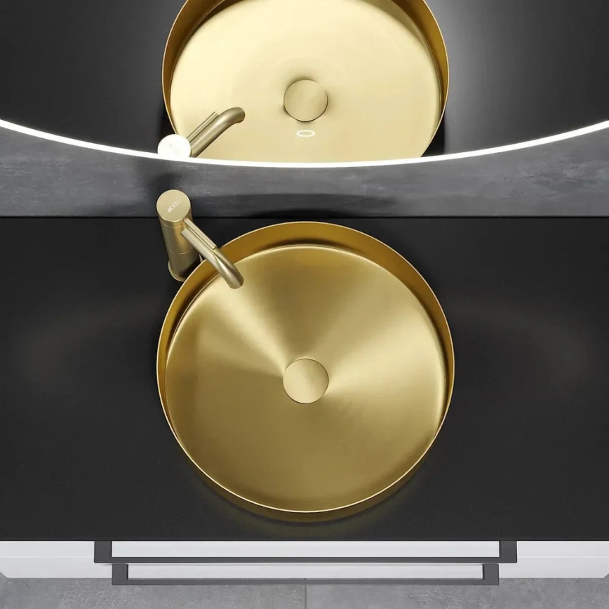 Umivaonik za ploču LJORDAL, promjer 40 cm, čelik/mesing