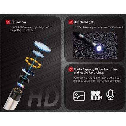 Uni-T - Inspekcijska kamera (boroskop) 3,7 V 3000 mAh IP67 1 m