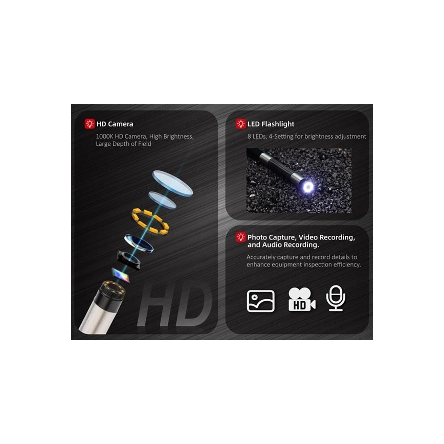 Uni-T - Inspekcijska kamera (boroskop) 3,7 V 3000 mAh IP67 1 m