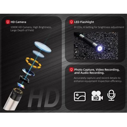 Uni-T - Videoskop 3,7 V 3000 mAh IP67 3 m