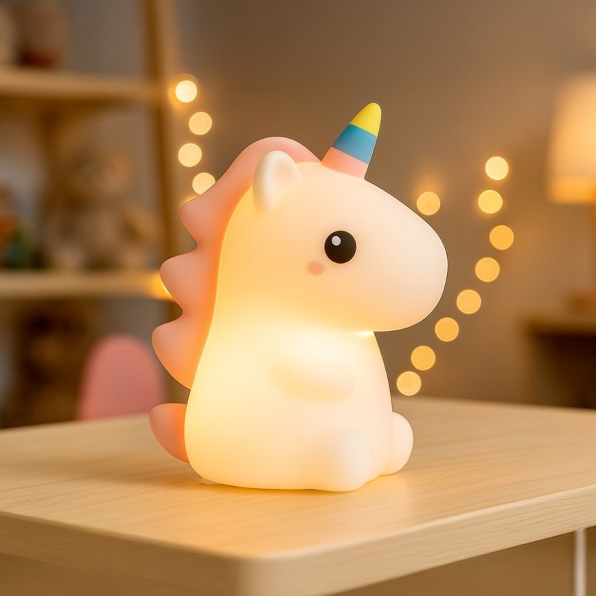 UNICORN RGBW punjiva LED dječja noćna svjetiljka s podesivom svjetlinom i upravljanjem dodirom LED/1W/5V 1200 mAh
