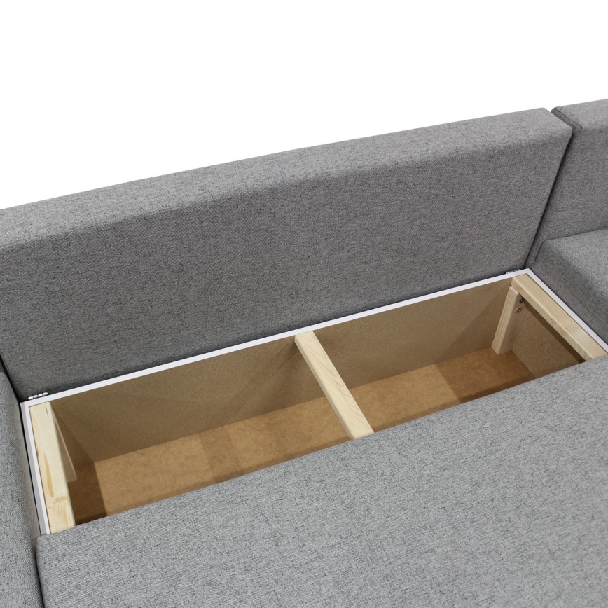 Univerzalna kutna razvlačna garnitura u obliku slova U s prostorom za pohranu ALMEIDA siva