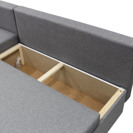 Univerzalna razvlačna kutna sjedeća garnitura s prostorom za pohranu u L ALMEIDA siva
