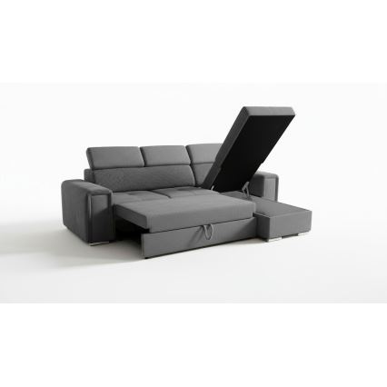 Univerzalna kutna razvlačna garnitura u obliku slova L s spremištem SALVADA tamno siva